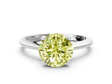 White gold Fancy Yellow Round Cut Diamond Solitaire Engagement Ring with Classic Band and Four-Prong Setting_29