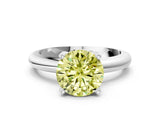 White gold Fancy Yellow Round Cut Diamond Solitaire Engagement Ring with Round Band and Four-Prong Setting_186