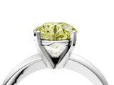 White gold Fancy Yellow Round Cut Diamond Solitaire Engagement Ring with Round Band and Four-Prong Setting_190