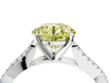 White gold Fancy Yellow Round Cut Diamond Solitaire Engagement Ring with Twisted Pavé Band and Four-Prong Setting_101