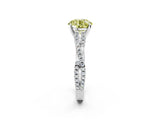 White gold Fancy Yellow Round Cut Diamond Solitaire Engagement Ring with Twisted Pavé Band and Four-Prong Setting_98