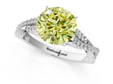 White gold Fancy Yellow Round Cut Diamond Solitaire Engagement Ring with Twisted Pavé Band and Four-Prong Setting_98
