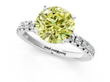 White gold Fancy Yellow Round Cut Diamond Solitaire Pavé Engagement Ring with Round Band and Prong Setting_13