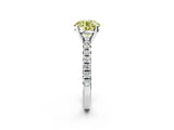 White gold Fancy Yellow Round Cut Diamond Solitaire Pavé Engagement Ring with Round Band and Prong Setting_14
