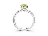 White gold Fancy Yellow Round Cut Diamond Solitaire Pavé Engagement Ring with Round Band and Prong Setting_15