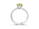 White gold Fancy Yellow Round Cut Diamond Solitaire Pavé Engagement Ring with Round Band and Prong Setting_69