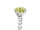 White gold Fancy Yellow Round Cut Diamond Solitaire Ring with Beaded Band and Prong Setting_100
