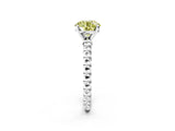White gold Fancy Yellow Round Cut Diamond Solitaire Ring with Beaded Band and Prong Setting_97
