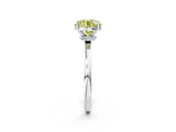 White gold Fancy Yellow Round Cut Diamond Solitaire Ring with Classic Band and Four-Prong Setting_2