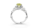 White gold Fancy Yellow Round Cut Diamond Solitaire Ring with Filigree Band and Four-Prong Setting_19