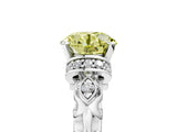 White gold Fancy Yellow Round Cut Diamond Solitaire Ring with Filigree Band and Four-Prong Setting_21
