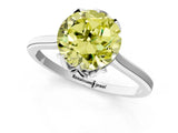 White gold Fancy Yellow Round Cut Diamond Solitaire Ring with Flower Prong Setting and Classic Band_1