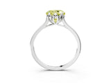 White gold Fancy Yellow Round Cut Diamond Solitaire Ring with Flower Prong Setting and Classic Band_3