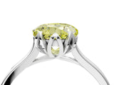 White gold Fancy Yellow Round Cut Diamond Solitaire Ring with Flower Prong Setting and Classic Band_4
