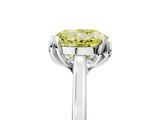White gold Fancy Yellow Round Cut Diamond Solitaire Ring with Flower Prong Setting and Classic Band_58