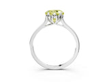 White gold Fancy Yellow Round Cut Diamond Solitaire Ring with Flower Prong Setting and Classic Band_68