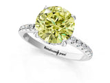 White gold Fancy Yellow Round Cut Diamond Solitaire Ring with Four-Prong Setting and Pavé Band_16
