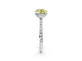 White gold Fancy Yellow Round Cut Diamond Solitaire Ring with Four-Prong Setting and Pavé Band_17