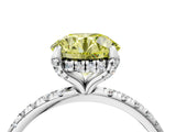 White gold Fancy Yellow Round Cut Diamond Solitaire Ring with Four-Prong Setting and Pavé Band_19