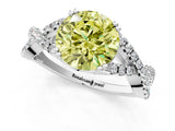 White gold Fancy Yellow Round Cut Diamond Solitaire Ring with Four-Prong Setting and Twisted Pavé Band_18