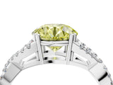 White gold Fancy Yellow Round Cut Diamond Solitaire Ring with Four-Prong Setting and Twisted Pavé Band_21