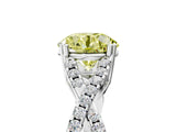 White gold Fancy Yellow Round Cut Diamond Solitaire Ring with Four-Prong Setting and Twisted Pavé Band_22