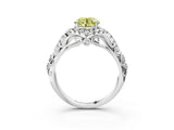 White gold Fancy Yellow Round Cut Diamond Solitaire Ring with Hidden Halo and Pavé Band_54