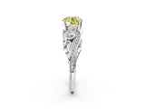 White gold Fancy Yellow Round Cut Diamond Solitaire Ring with Milgrain Pavé Band and Four-Prong Setting_54
