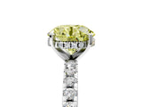 White gold Fancy Yellow Round Cut Diamond Solitaire Ring with Pavé Band and Four-Prong Setting_35