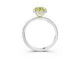 White gold Fancy Yellow Round Cut Diamond Solitaire Ring with Pavé Band and Hidden Halo_36