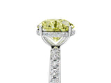 White gold Fancy Yellow Round Cut Diamond Solitaire Ring with Pavé Band and Hidden Halo_38