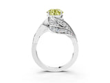 White gold Fancy Yellow Round Cut Diamond Solitaire Ring with Prong Setting and Twisted Pavé Band_27