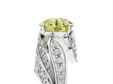 White gold Fancy Yellow Round Cut Diamond Solitaire Ring with Prong Setting and Twisted Pavé Band_29