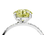 White gold Fancy Yellow Round Cut Diamond Solitaire Ring with Round  Pavé Band and Prong Setting_76