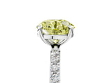 White gold Fancy Yellow Round Cut Diamond Solitaire Ring with Round  Pavé Band and Prong Setting_77