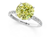 White gold Fancy Yellow Round Cut Diamond Solitaire Ring with Round  Pavé Band and Prong Setting_78