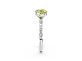 White gold Fancy Yellow Round Cut Diamond Solitaire Ring with Round  Pavé Band and Prong Setting_79