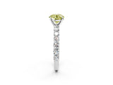 White gold Fancy Yellow Round Cut Diamond Solitaire Ring with Shared Prong Pavé Band and Four-Prong Setting_35