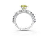 White gold Fancy Yellow Round Cut Diamond Solitaire Ring with Shared Prong Pavé Band and Four-Prong Setting_36