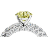 White gold Fancy Yellow Round Cut Diamond Solitaire Ring with Shared Prong Pavé Band and Four-Prong Setting_38