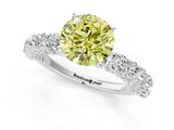 White gold Fancy Yellow Round Cut Diamond Solitaire Ring with Shared Prong Pavé Band and Four-Prong Setting_46