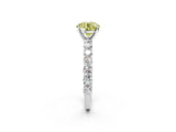 White gold Fancy Yellow Round Cut Diamond Solitaire Ring with Shared Prong Pavé Band and Four-Prong Setting_47