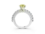 White gold Fancy Yellow Round Cut Diamond Solitaire Ring with Shared Prong Pavé Band and Four-Prong Setting_48