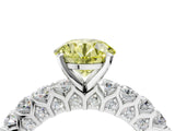 White gold Fancy Yellow Round Cut Diamond Solitaire Ring with Shared Prong Pavé Band and Four-Prong Setting_49
