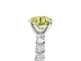 White gold Fancy Yellow Round Cut Diamond Solitaire Ring with Shared Prong Pavé Band and Four-Prong Setting_50