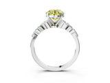 White gold Fancy Yellow Round Cut Diamond Solitaire Ring with Side Stones and Four-Prong Setting_44