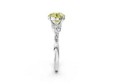 White gold Fancy Yellow Round Cut Diamond Solitaire Ring with Side Stones and Four-Prong Setting_44