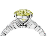 White gold Fancy Yellow Round Cut Diamond Solitaire Ring with Side Stones and Four-Prong Setting_45