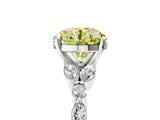 White gold Fancy Yellow Round Cut Diamond Solitaire Ring with Side Stones and Four-Prong Setting_46