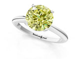 White gold Fancy Yellow Round Cut Diamond Solitaire Ring with Six-Prong Setting and Classic Band_42